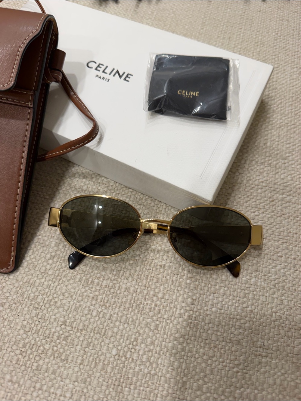 Celine Triomphe Metal Sunglasses Gold